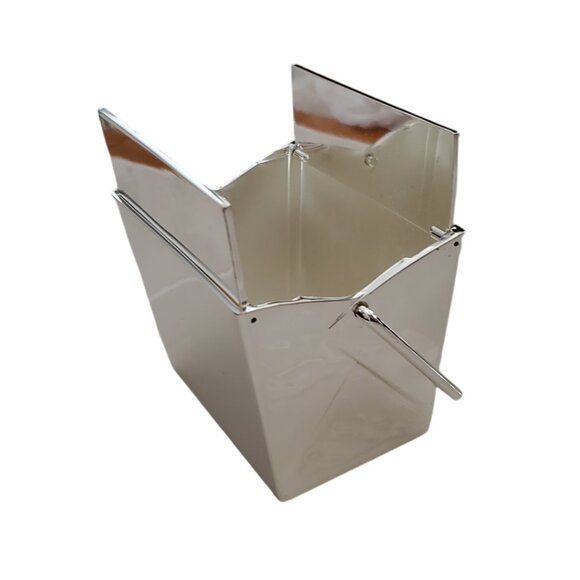 Silver-Plated Lacquer Chinese Takeout Box | Small To Go Box | New In Box (NIB) - Picture 2 of 7